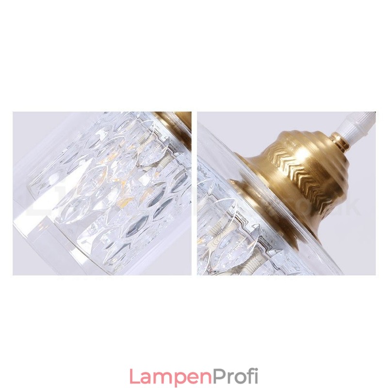 Hängeleuchte im rustikalen Lodge-Stil aus reinem Messing mit Glasschirm