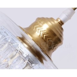 Hängeleuchte im rustikalen Lodge-Stil aus reinem Messing mit Glasschirm