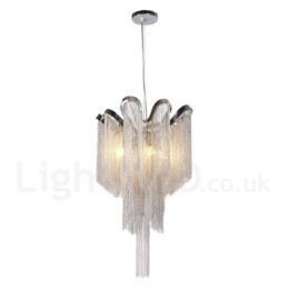 Aluminium Quasten Kronleuchter Designer Pendelleuchte Silber Farbe