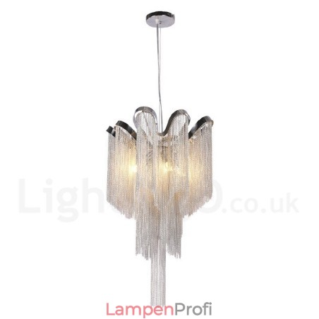 Aluminium Quasten Kronleuchter Designer Pendelleuchte Silber Farbe Aluminium Quasten Kronleuchter Designer Pendelleuchte Silber Farbe