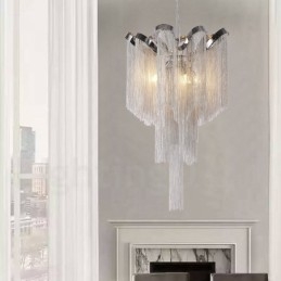 Aluminium Quasten Kronleuchter Designer Pendelleuchte Silber Farbe