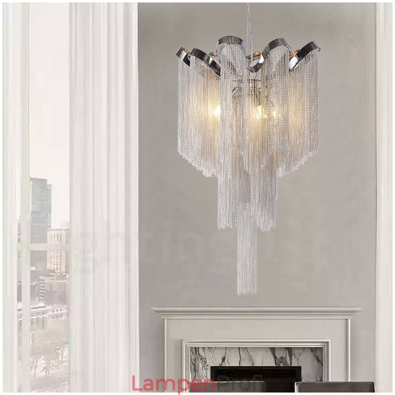 Aluminium Quasten Kronleuchter Designer Pendelleuchte Silber Farbe