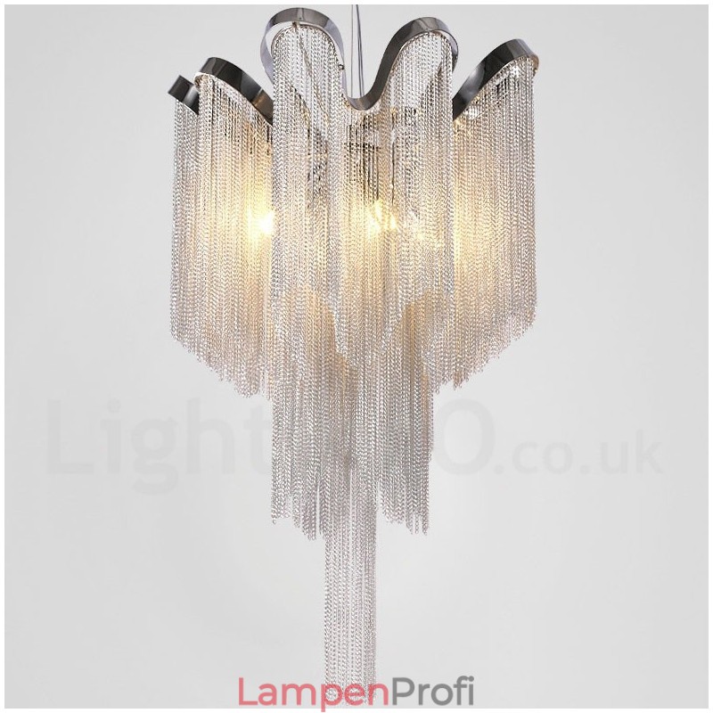 Aluminium Quasten Kronleuchter Designer Pendelleuchte Silber Farbe