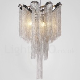 Aluminium Quasten Kronleuchter Designer Pendelleuchte Silber Farbe
