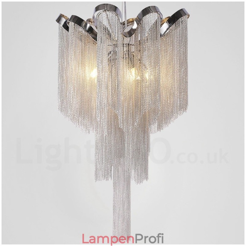 Aluminium Quasten Kronleuchter Designer Pendelleuchte Silber Farbe