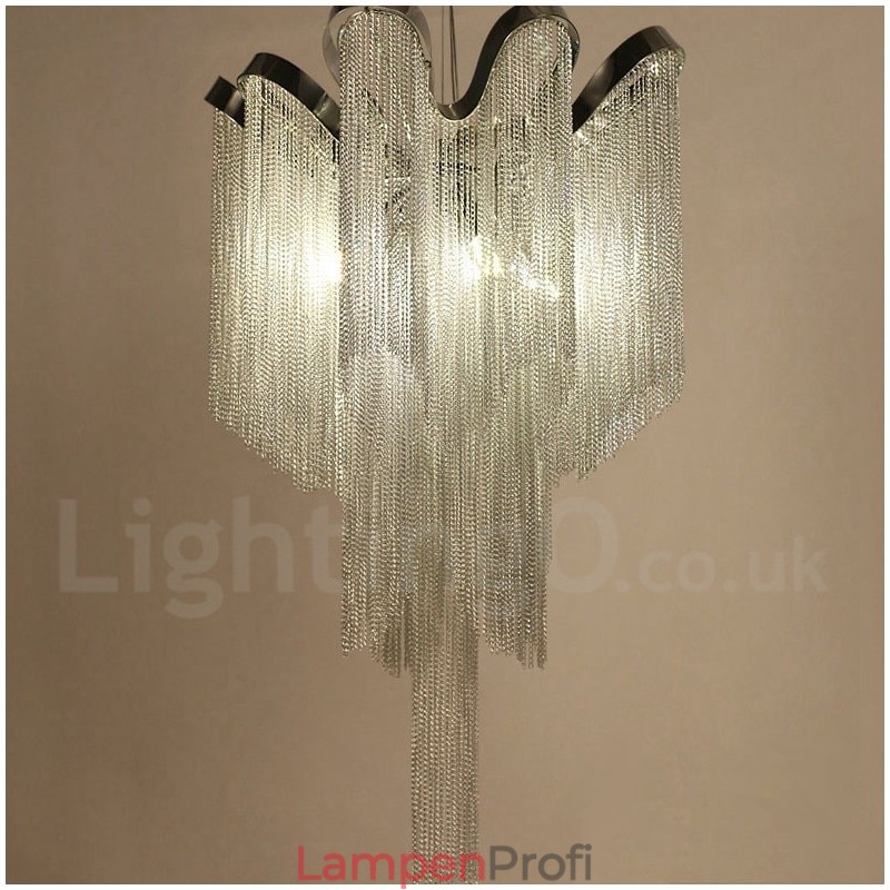 Aluminium Quasten Kronleuchter Designer Pendelleuchte Silber Farbe