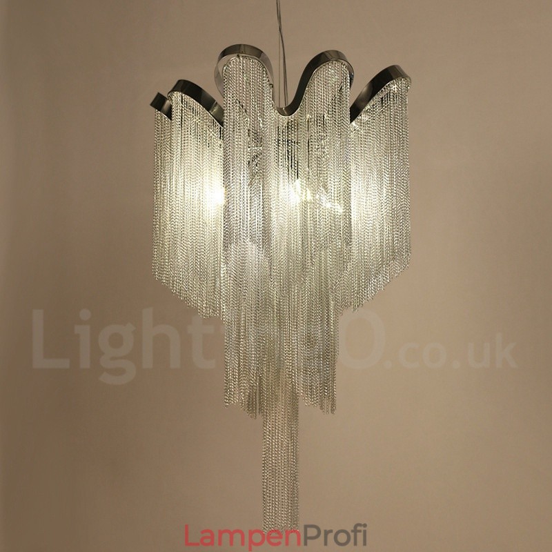 Aluminium Quasten Kronleuchter Designer Pendelleuchte Silber Farbe