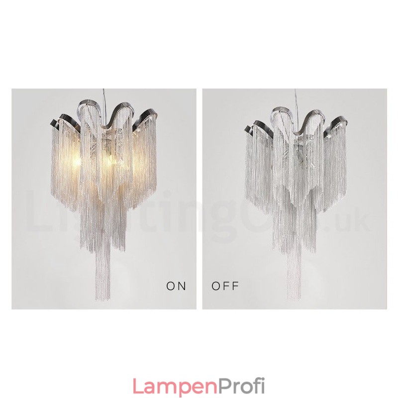 Aluminium Quasten Kronleuchter Designer Pendelleuchte Silber Farbe