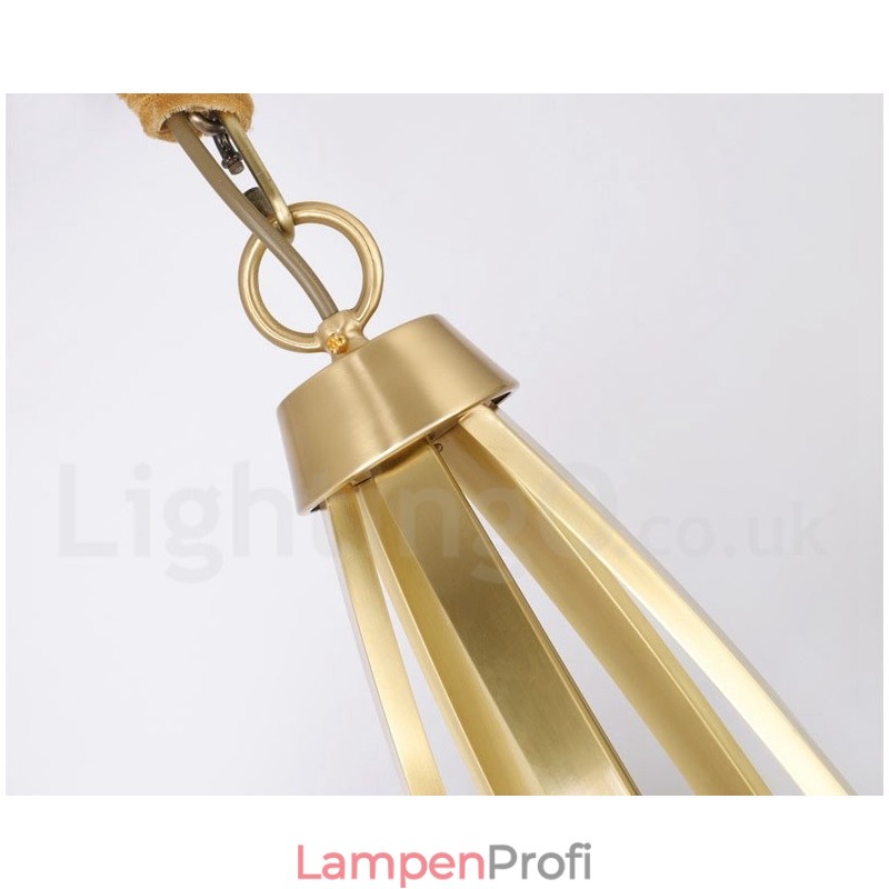 Retro Vintage Kronleuchter aus Messing mit Glasschirmen