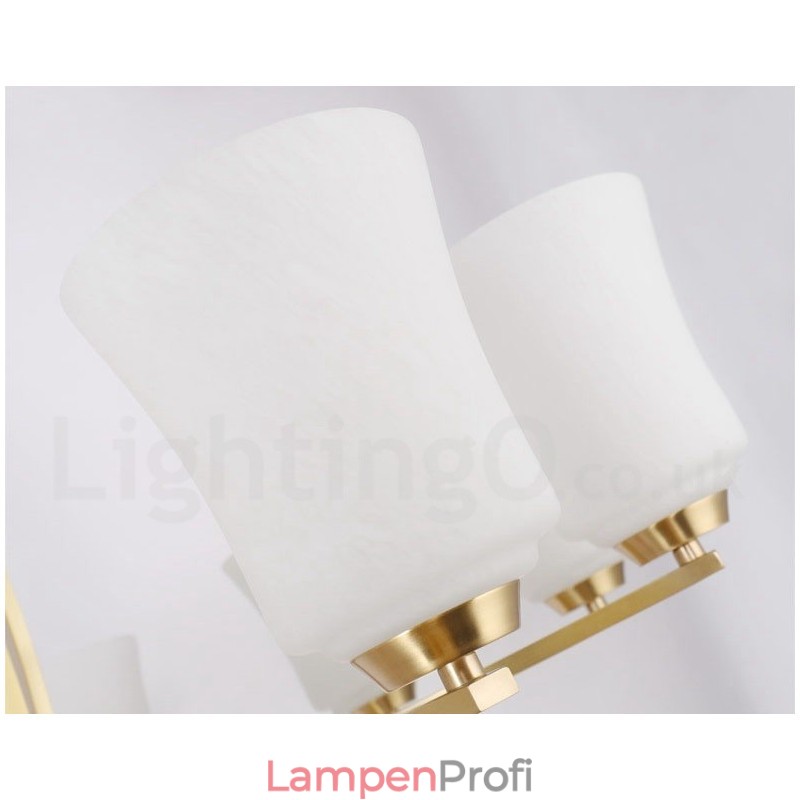 Retro Vintage Kronleuchter aus Messing mit Glasschirmen