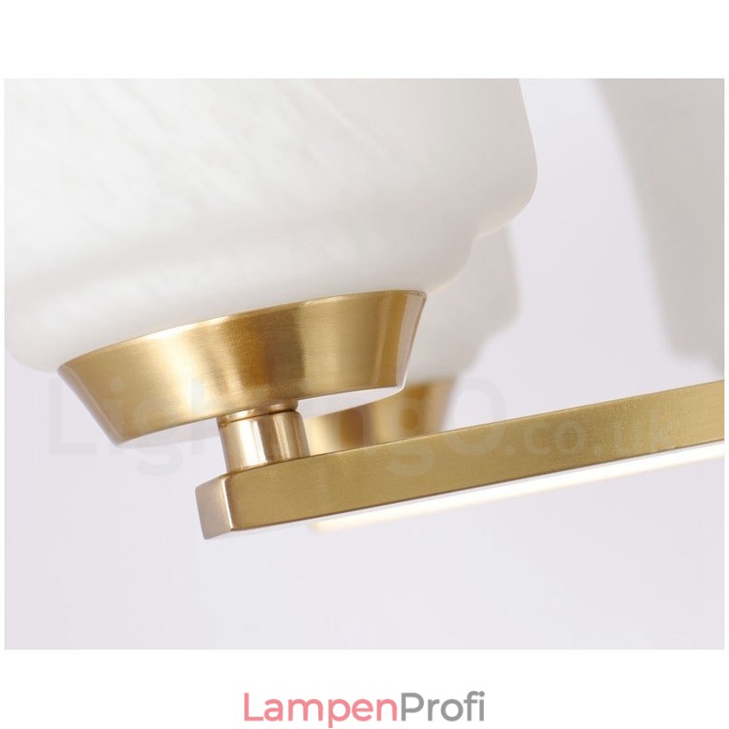 Retro Vintage Kronleuchter aus Messing mit Glasschirmen