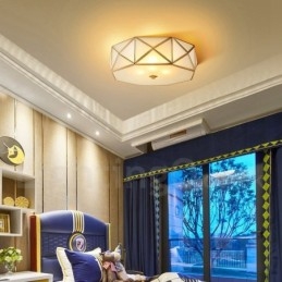 Deckenleuchte im rustikalen Lodge-Stil aus reinem Messing im nordischen Stil mit Glasschirm