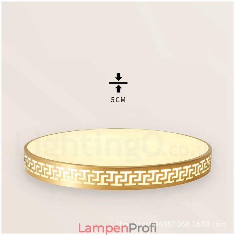 Runde, moderne Deckenleuchte im nordischen Stil aus reinem Messing mit Acrylschirm