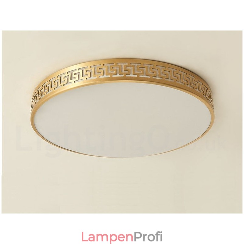 Runde, moderne Deckenleuchte im nordischen Stil aus reinem Messing mit Acrylschirm