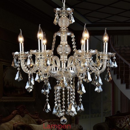 6 Lichter Retro Cognac Farbe K9 Kristall Moderner Kronleuchter 6 Lichter Retro Cognac Farbe K9 Kristall Moderner Kronleuchter