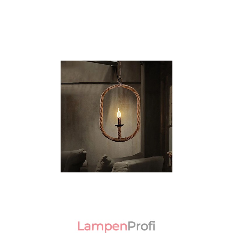 Retro 1 Lampe Hanfseil Kronleuchter Retro Landhausstil
