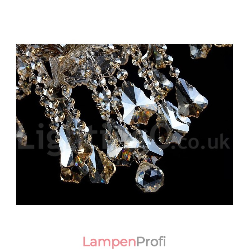 6 Lichter Retro Cognac Farbe K9 Kristall Moderner Kronleuchter