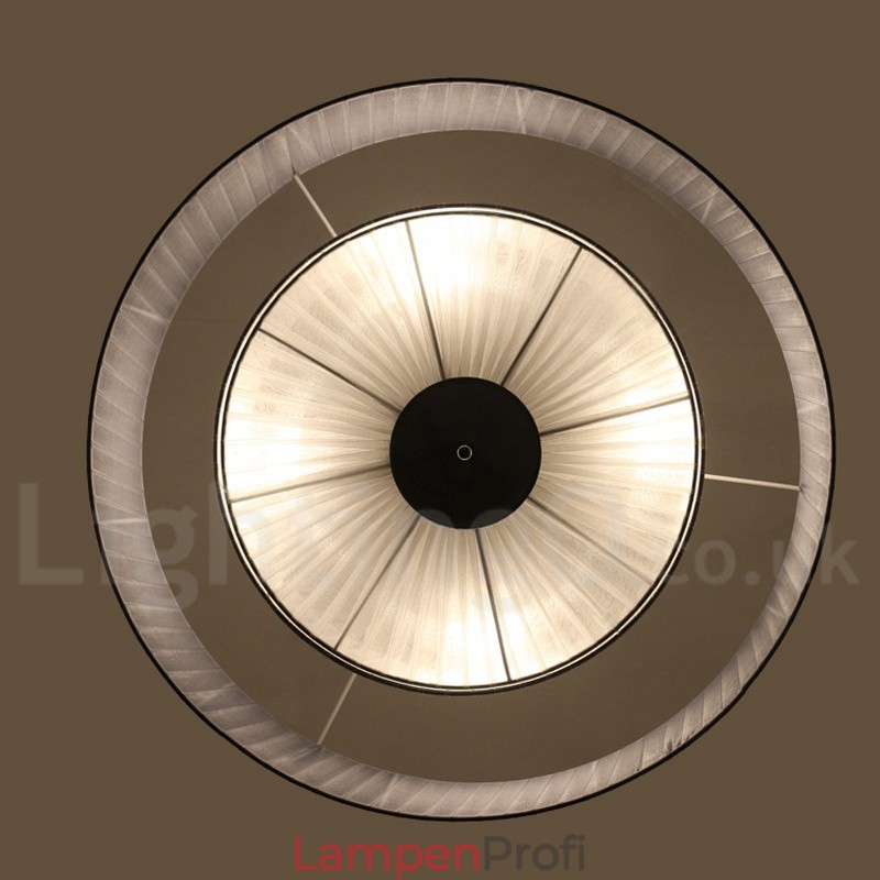 Moderne Pendelleuchte Drum mit 4 Lichtern und Stoffschirm