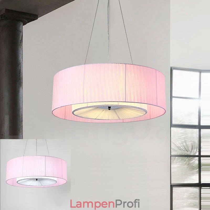 Moderne Pendelleuchte Drum mit 4 Lichtern und Stoffschirm