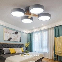 Holz-Kronleuchter, moderne zeitgenössische nordische Stil Unterputz-Deckenleuchte mit Acryl-Lampenschirm