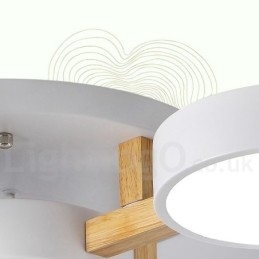 Holz-Kronleuchter, moderne zeitgenössische nordische Stil Unterputz-Deckenleuchte mit Acryl-Lampenschirm