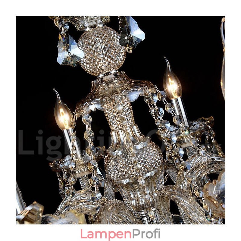 6 Lichter Retro Cognac Farbe K9 Kristall Moderner Kronleuchter
