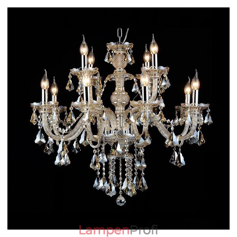 12 Lichter Retro Cognac Farbe K9 Kristall Moderner Kronleuchter