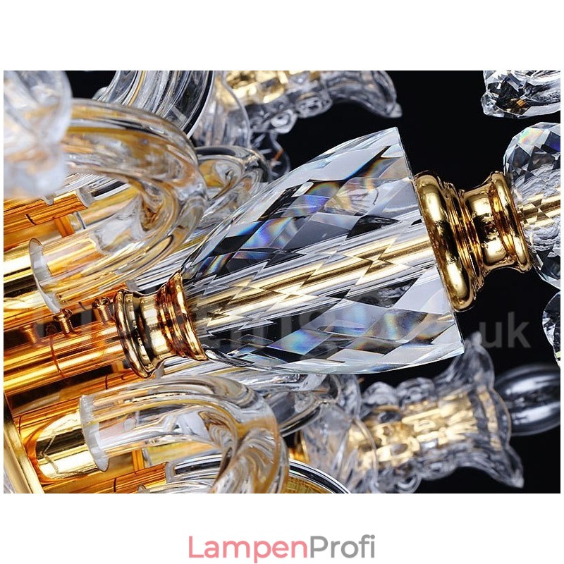 Retro-Kronleuchter aus klarem K9-Kristall in Gold