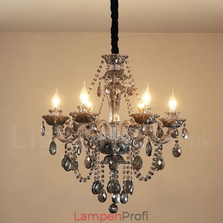 6 Lichter Retro Grau Farbe K9 Kristall Kerze Großer Kronleuchter 6 Lichter Retro Grau Farbe K9 Kristall Kerze Großer Kronleuchter