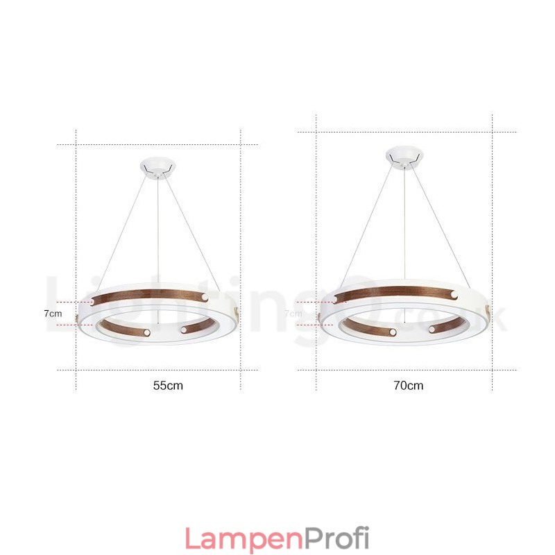 Moderne Pendelleuchte mit Acrylschirm, Ring in mehreren Holzfarben