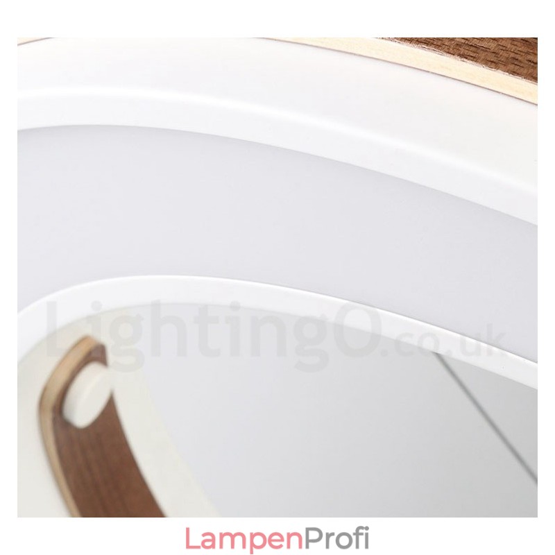 Moderne Pendelleuchte mit Acrylschirm, Ring in mehreren Holzfarben