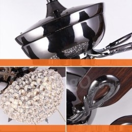 132 cm (52 Zoll) Deckenventilator im amerikanischen Retro-Stil aus Holz mit Fernbedienung und Kristallschirm, stummer Motor aus reinem Kupfer