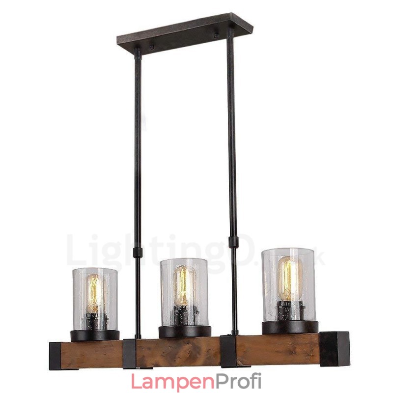 3 Licht Vintage Holz Kronleuchter Industrielle Wind Loft Holz Linear Anhänger Beleuchtung