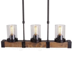 3 Licht Vintage Holz Kronleuchter Industrielle Wind Loft Holz Linear Anhänger Beleuchtung