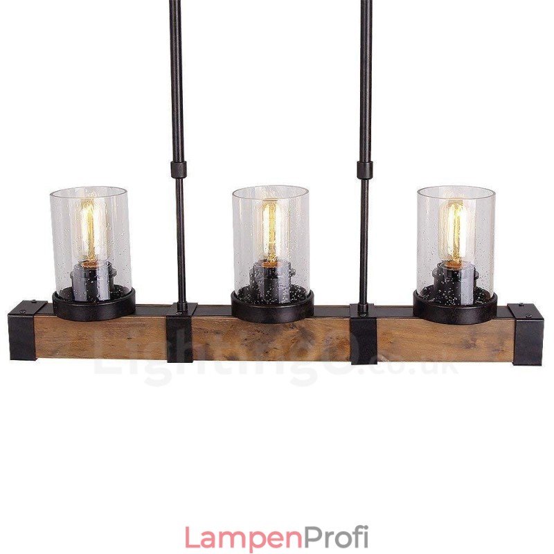 3 Licht Vintage Holz Kronleuchter Industrielle Wind Loft Holz Linear Anhänger Beleuchtung