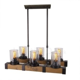 6 Licht Vintage Holz Kronleuchter Industrielle Wind Loft Holz Linear Anhänger Beleuchtung