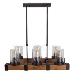 6 Licht Vintage Holz Kronleuchter Industrielle Wind Loft Holz Linear Anhänger Beleuchtung