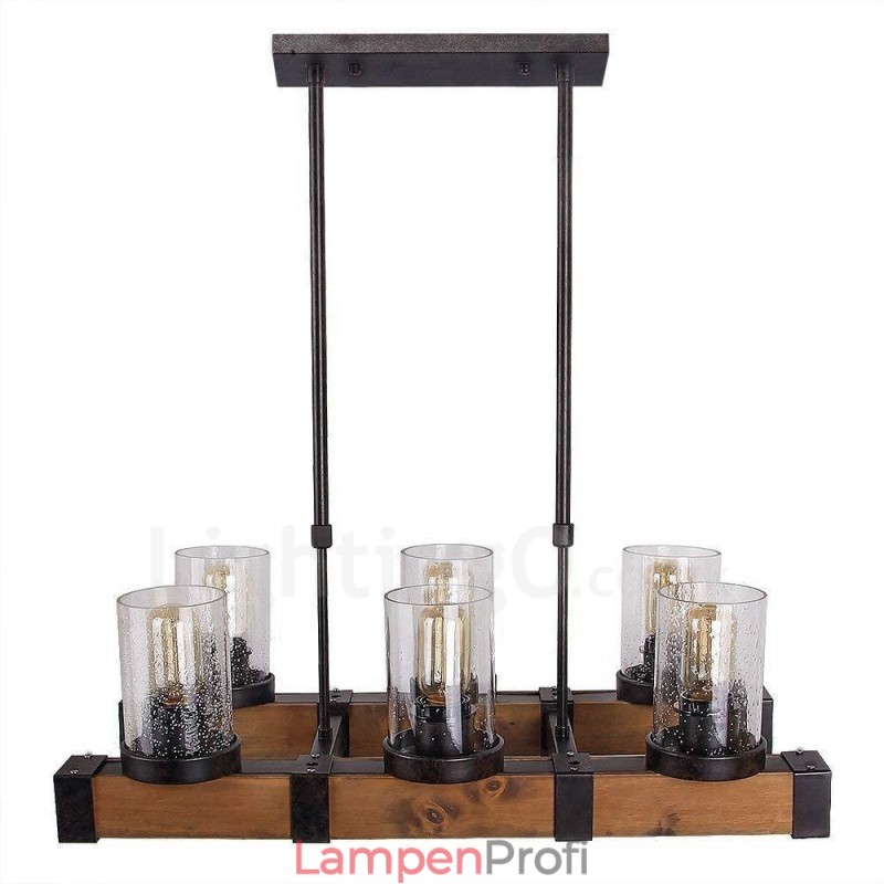 6 Licht Vintage Holz Kronleuchter Industrielle Wind Loft Holz Linear Anhänger Beleuchtung