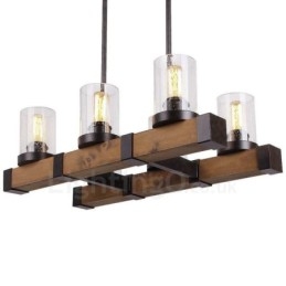 6 Licht Vintage Holz Kronleuchter Industrielle Wind Loft Holz Linear Anhänger Beleuchtung