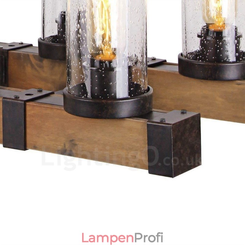 6 Licht Vintage Holz Kronleuchter Industrielle Wind Loft Holz Linear Anhänger Beleuchtung
