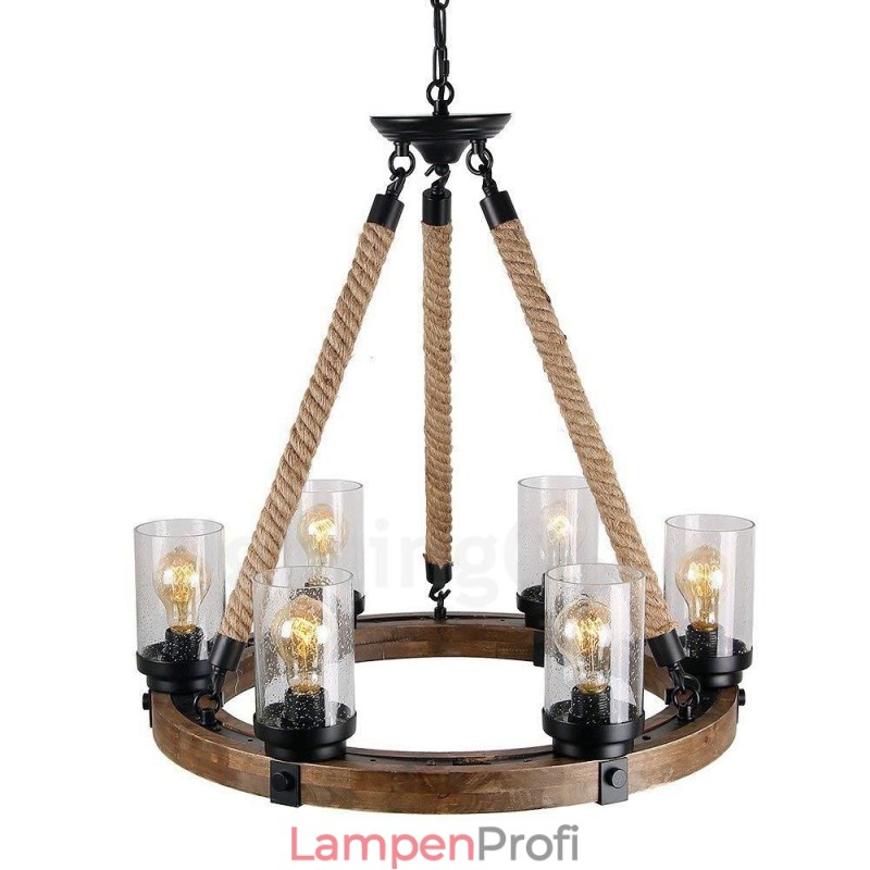 6 Licht Ring Vintage Holz Kronleuchter Industrielle Wind Loft Holz Linear Anhänger Beleuchtung