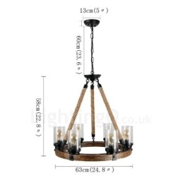 6 Licht Ring Vintage Holz Kronleuchter Industrielle Wind Loft Holz Linear Anhänger Beleuchtung