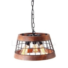 3 Licht Ring Vintage Holz Kronleuchter Industrielle Wind Loft Holz Linear Anhänger Beleuchtung