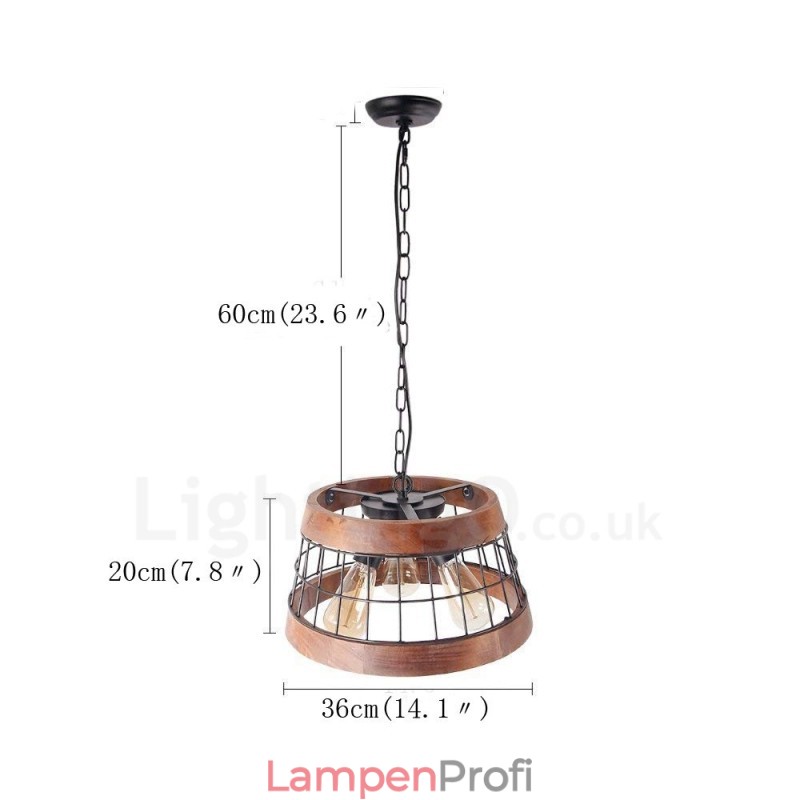 3 Licht Ring Vintage Holz Kronleuchter Industrielle Wind Loft Holz Linear Anhänger Beleuchtung