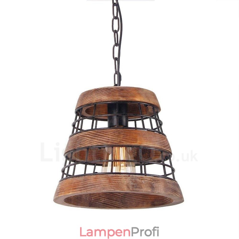 1 Lichtring Vintage Holz Kronleuchter Industrie Wind Loft Holz Linear Pendelleuchte