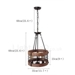 3 Licht Trommel Vintage Holz Kronleuchter Industrielle Wind Loft Holz Linear Anhänger Beleuchtung
