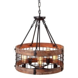5 Licht Trommel Vintage Holz Kronleuchter Industrielle Wind Loft Holz Linear Anhänger Beleuchtung