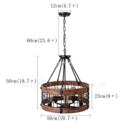5 Licht Trommel Vintage Holz Kronleuchter Industrielle Wind Loft Holz Linear Anhänger Beleuchtung