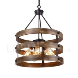 5 Licht Trommel Vintage Holz Kronleuchter Industrielle Wind Loft Holz Linear Anhänger Beleuchtung