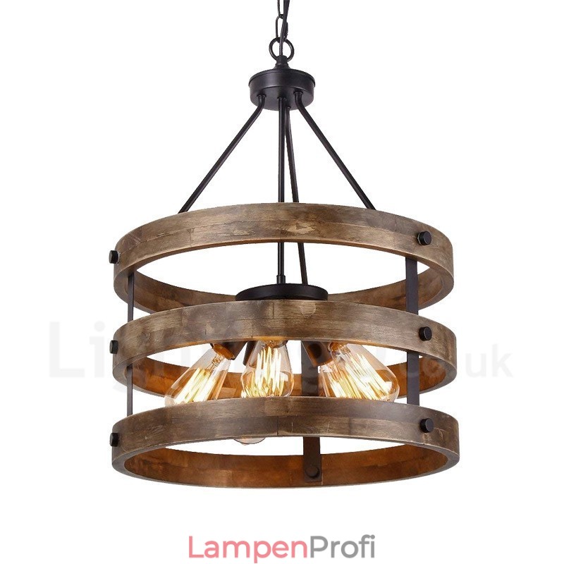 5 Licht Trommel Vintage Holz Kronleuchter Industrielle Wind Loft Holz Linear Anhänger Beleuchtung